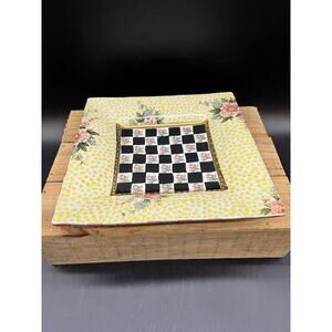 Mackenzie-Childs Torquay Palm Devon Clay Square Tray Platter Plate